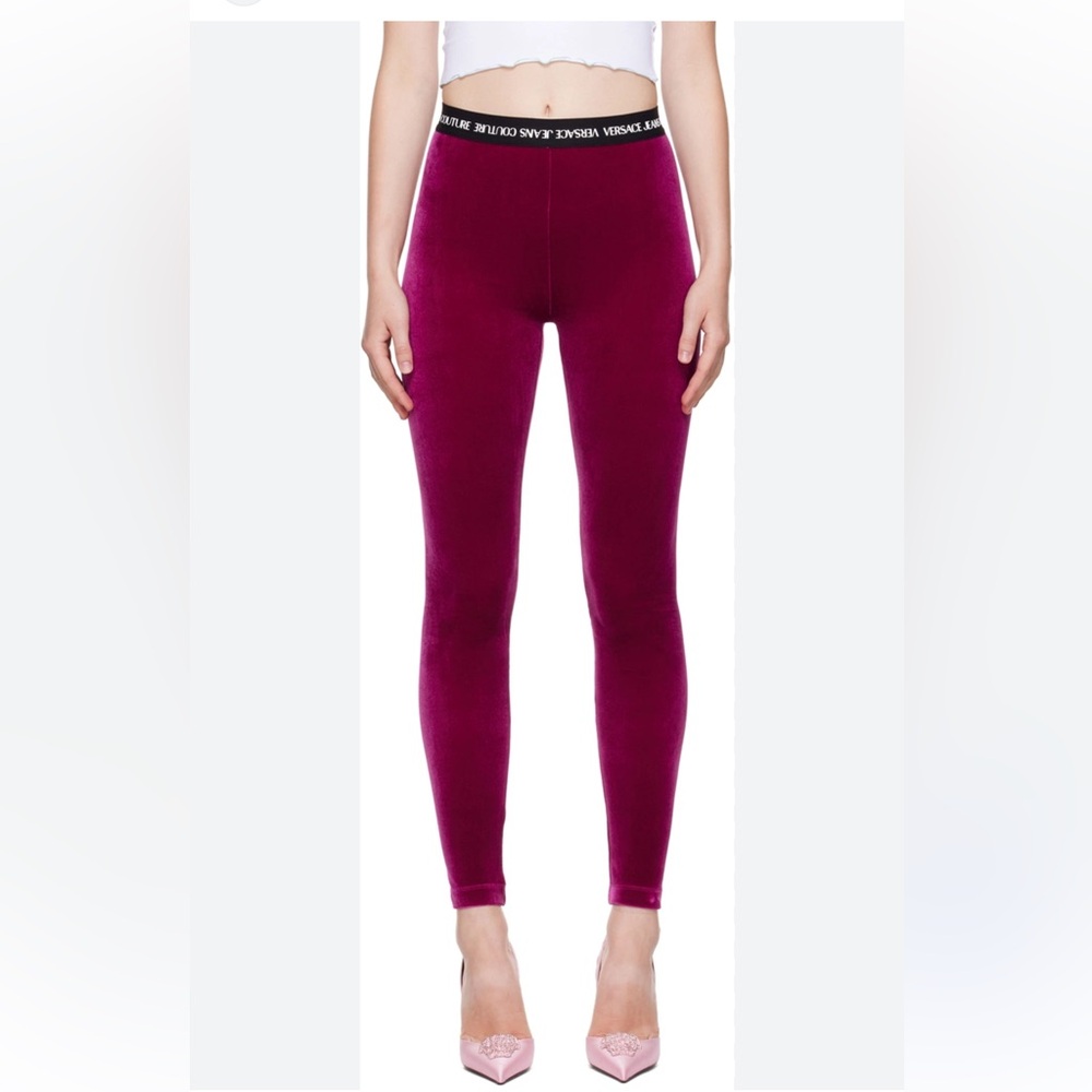 Versace Magenta Purple Velvet Leggings
